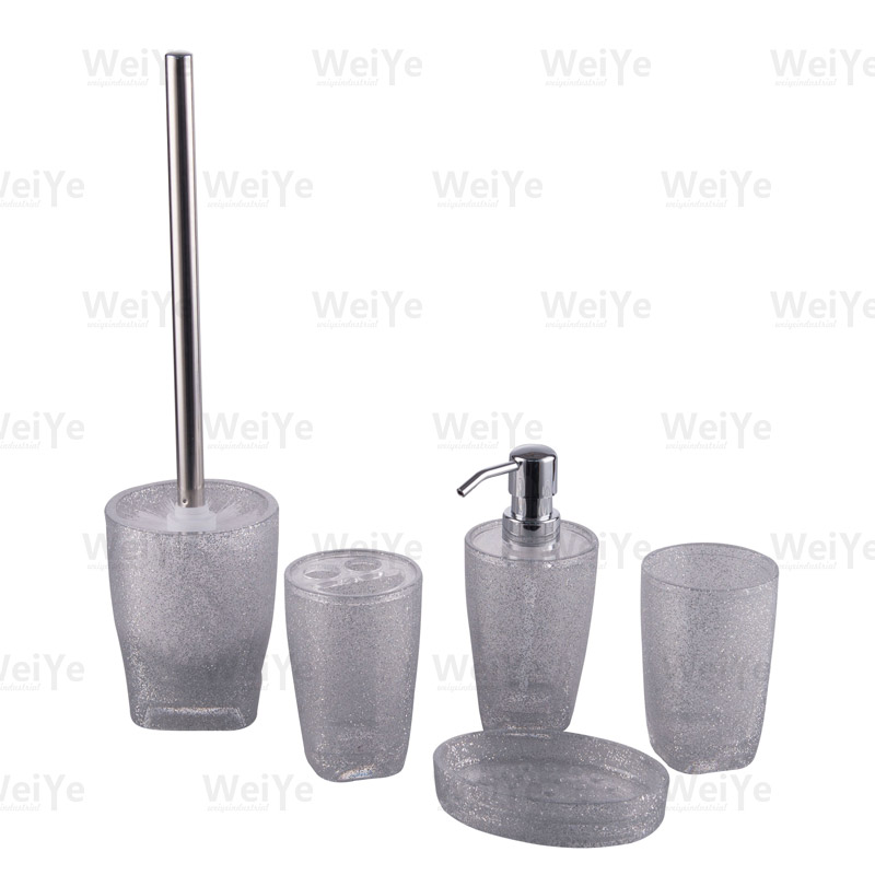 卫浴套装上圆下方（闪金、闪银）系列5件套