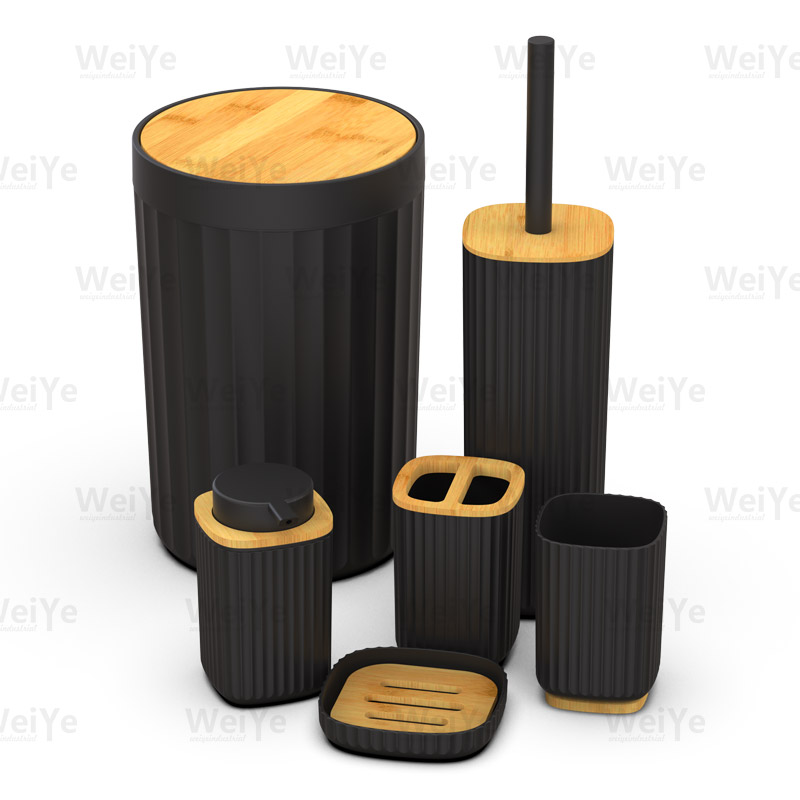 Bathroom Accessories Set Square Roman Column Shape with Bamboo Series 6-Piec