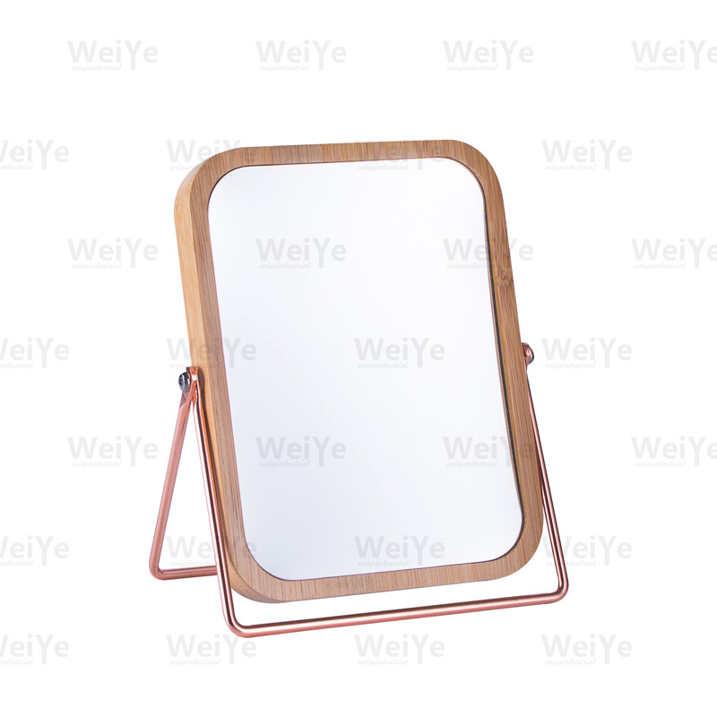 镜子铁丝竹框方座镜