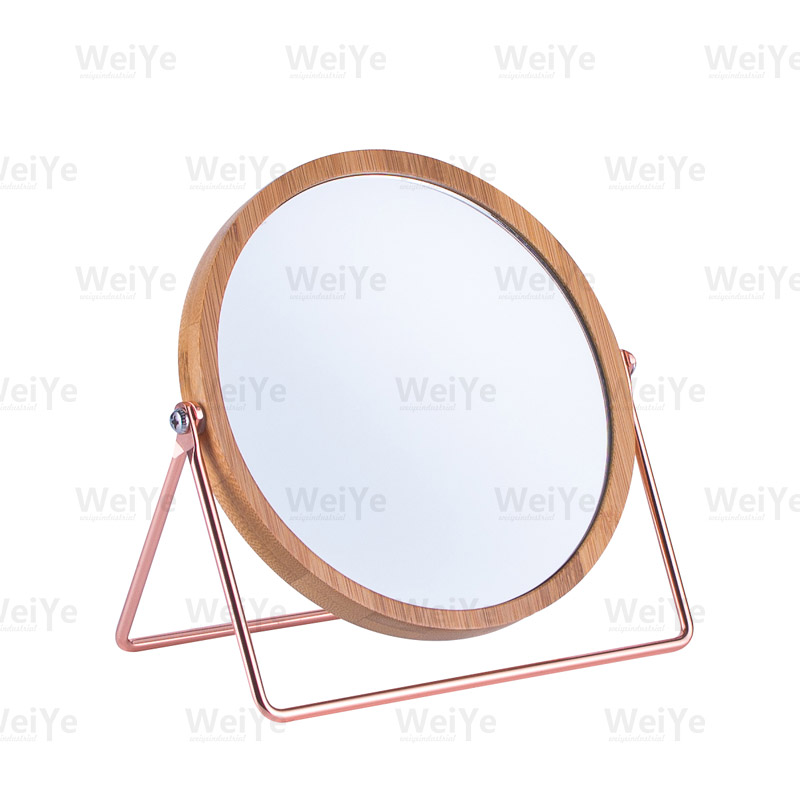 镜子铁丝竹框圆座镜