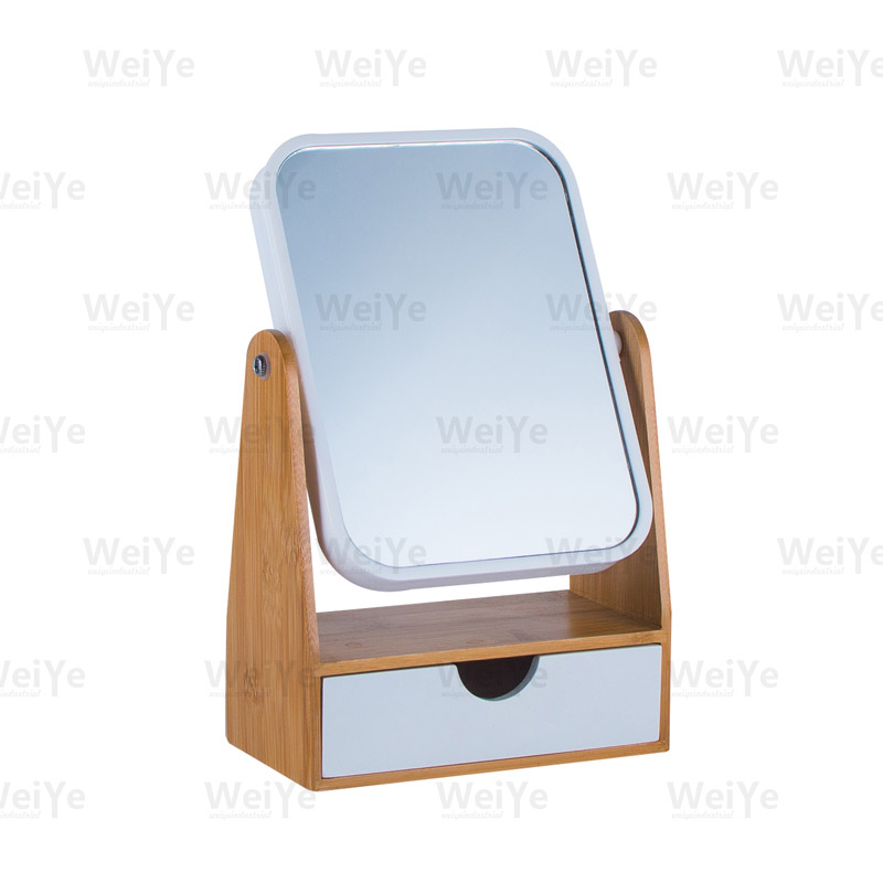 镜子竹化妆盒配方形镜(单抽屉)