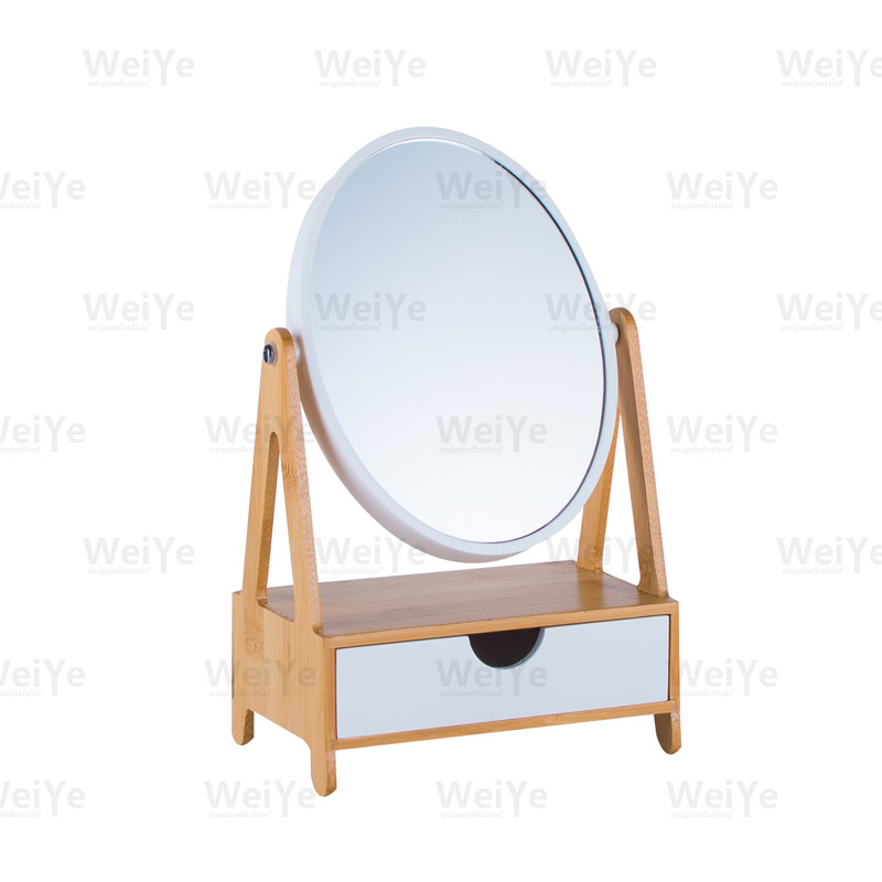 镜子竹化妆盒配椭圆形镜(单抽屉)