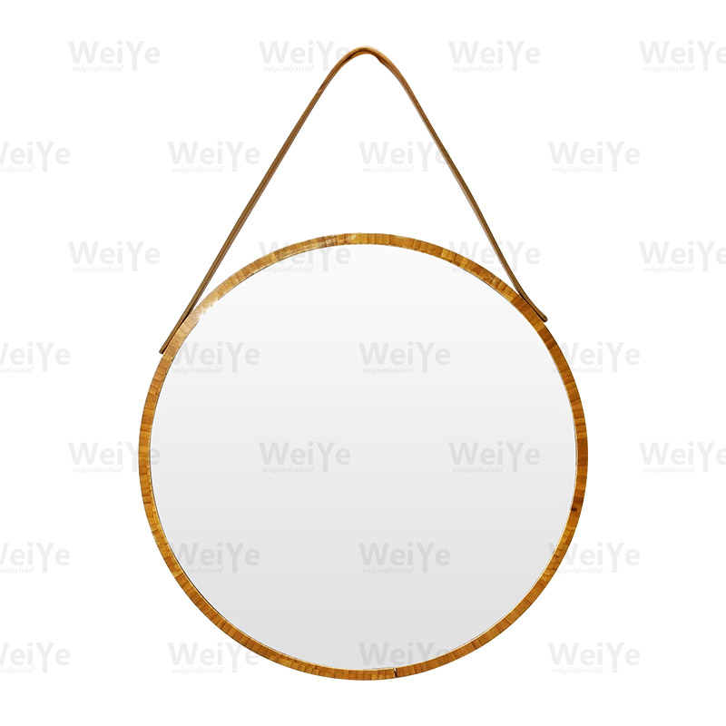 镜子圆形竹框挂墙镜