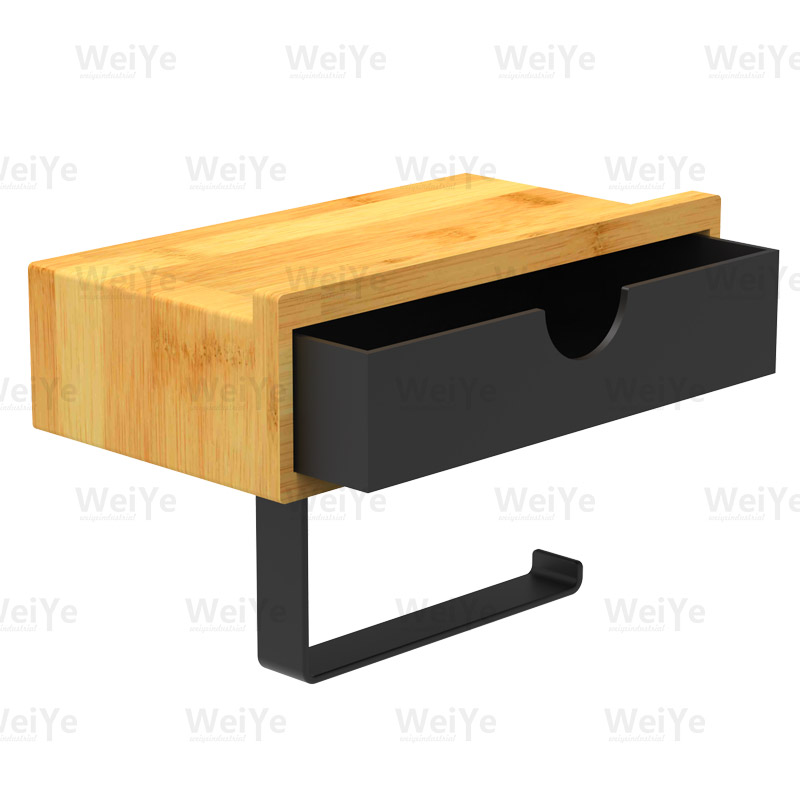 挂墙卷纸架纸巾架配竹抽屉