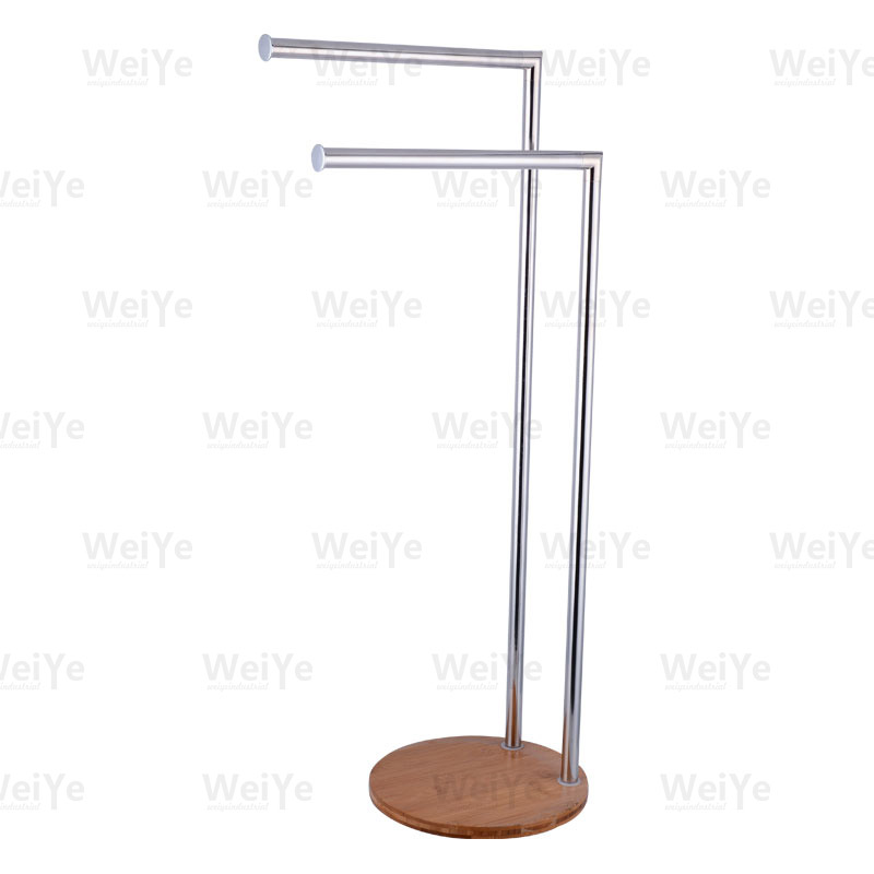 落地毛巾架竹底落地毛巾架(双杆圆竹底座)