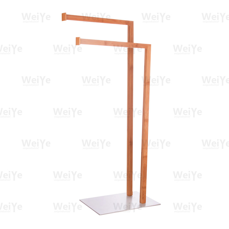 落地毛巾架落地双杆毛巾架(竹杆）