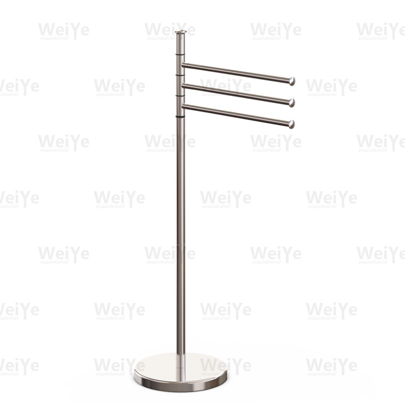 落地毛巾架可调三杆毛巾架（圆管圆底）