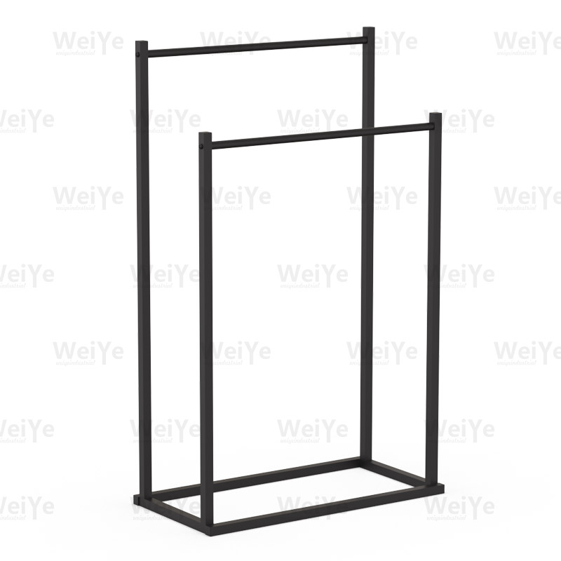 落地毛巾架新款落地双杆口字毛巾架