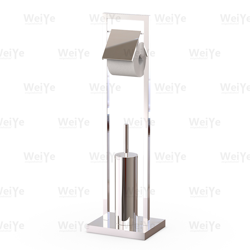 落地马桶刷架拱形落地圆马桶刷连纸巾架(方形底)