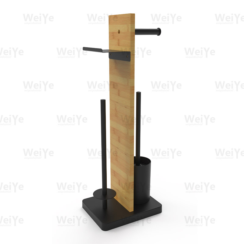 落地马桶刷架落地马桶刷连纸巾架配竹隔板