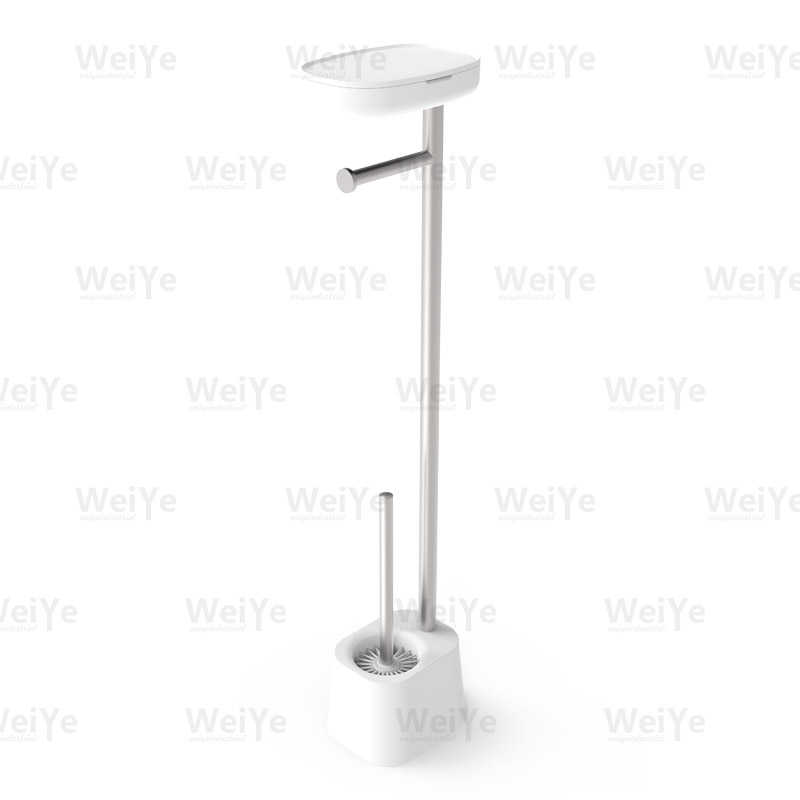 落地马桶刷架E形纸巾架连方座马桶刷连手机盒