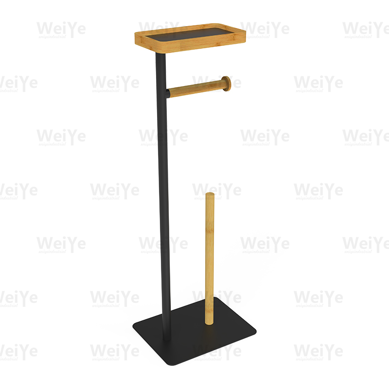 落地马桶刷架落地纸巾架配竹(铁板底)