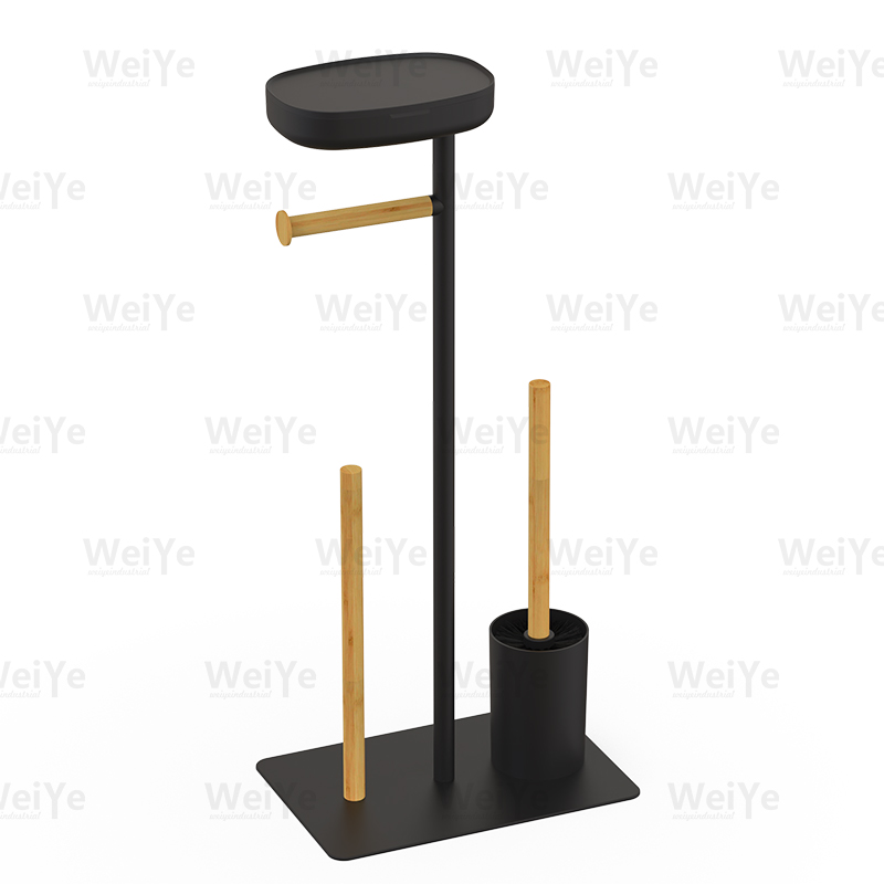 落地马桶刷架落地纸巾架连马桶刷连手机盒配竹