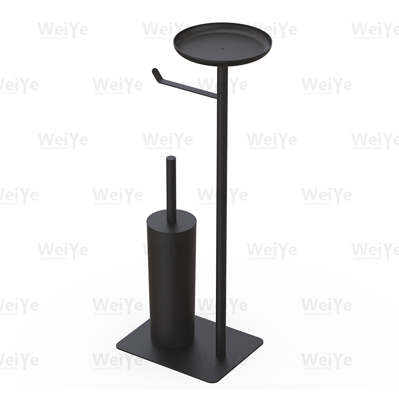 落地马桶刷架铁板底落地马桶刷连扁钩纸巾架连圆盘