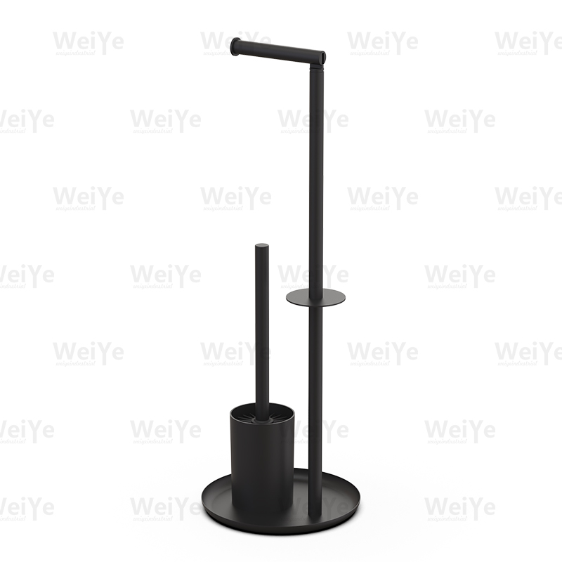 落地马桶刷架圆底盘连落地马桶刷配扁钩纸巾架