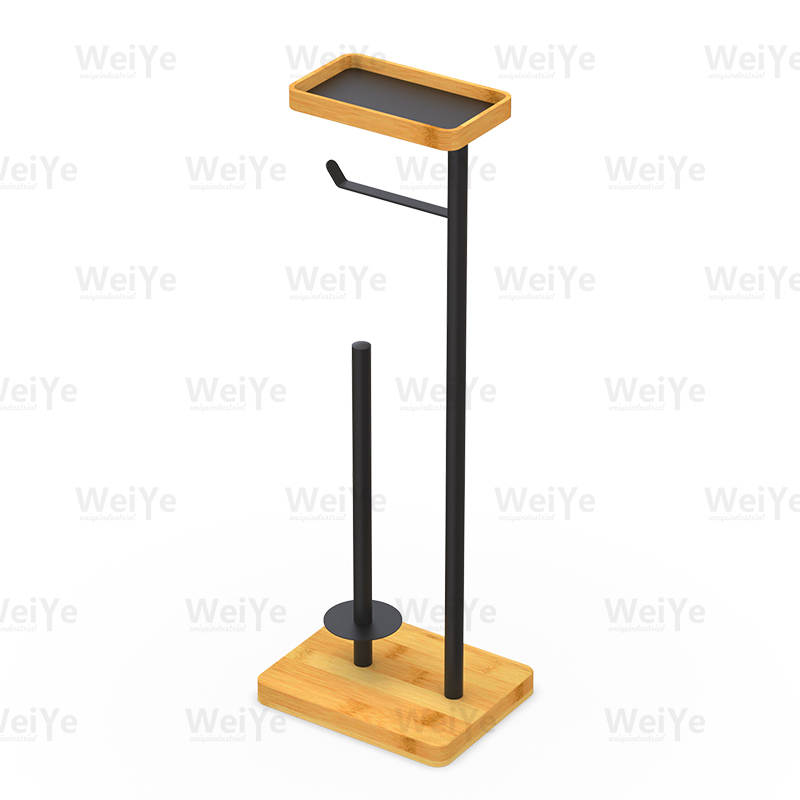 落地纸巾架竹底落地扁钩纸巾架连手机托配竹