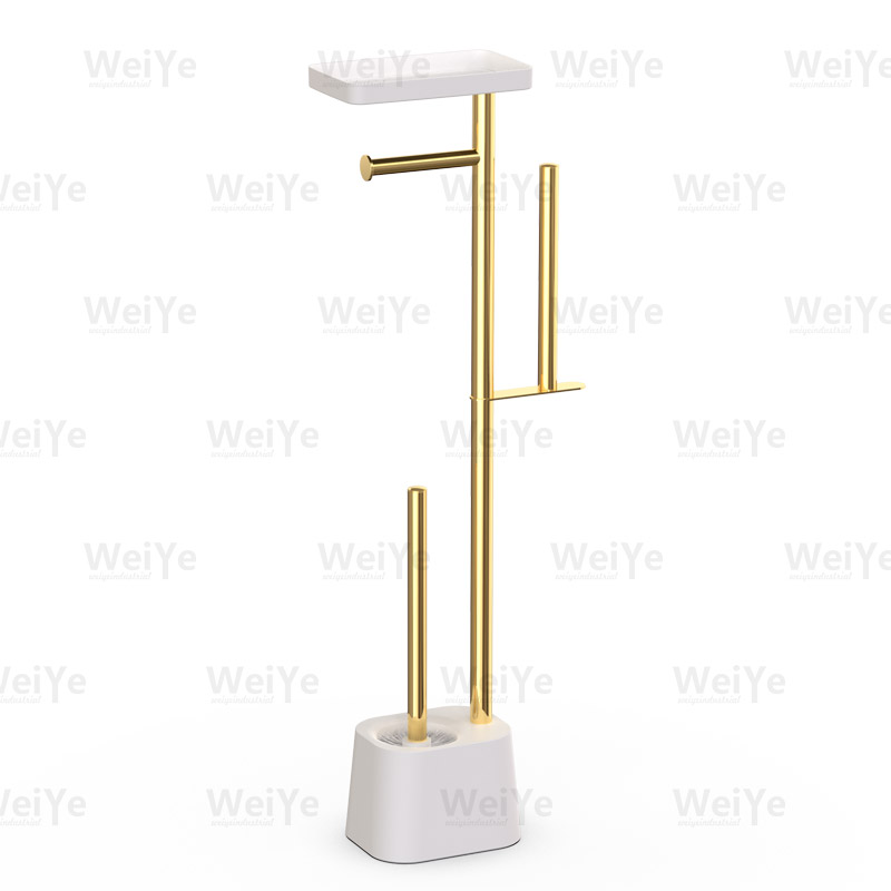 落地马桶刷架E形后备纸巾架连方座马桶刷连手机台