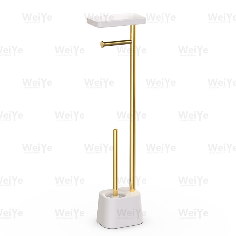 落地马桶刷架E形纸巾架连方座马桶刷连手机台