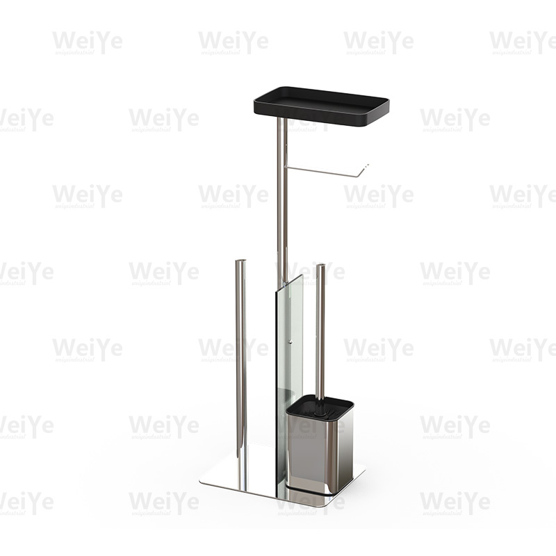 落地马桶刷架W形落地纸巾架连方矮马桶刷带手机托