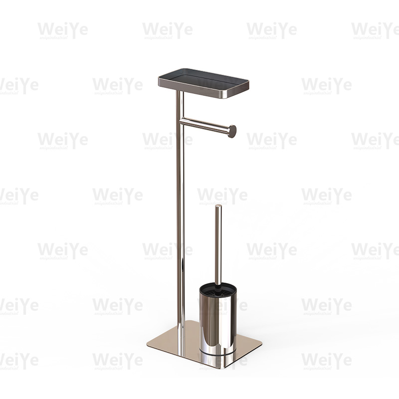 落地马桶刷架E形方底落地纸巾架配矮圆马桶刷