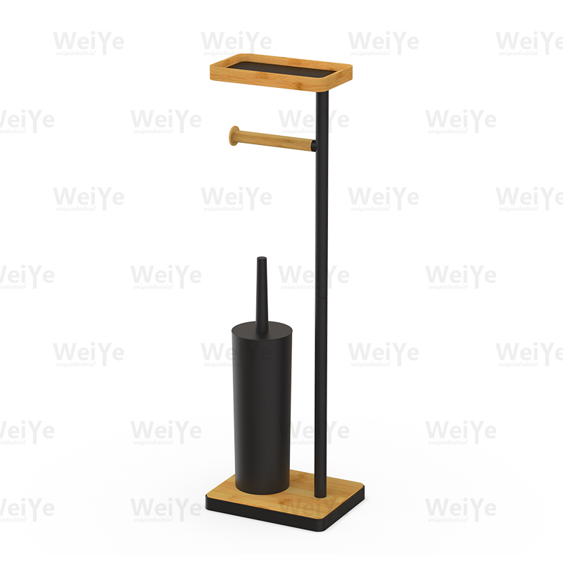 落地马桶刷架E形贴竹片落地高圆马桶刷连塑料托