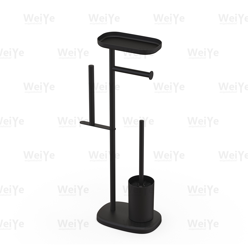 落地马桶刷架E形椭圆底落地马桶刷连托盘延伸纸巾架