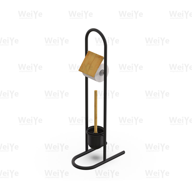 落地马桶刷架圆弯管拱形落地马桶刷连竹纸巾架