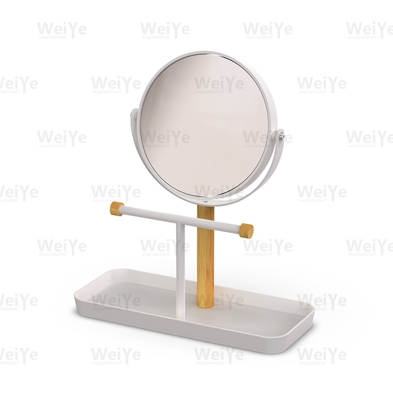 镜子圆镜带珠宝架配竹