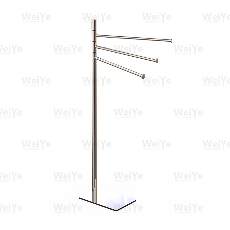 落地毛巾架铁+8K底板摇摆三杆毛巾架