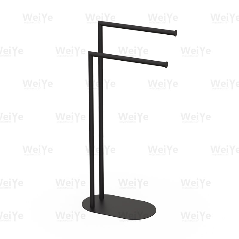 落地毛巾架椭圆铁底板直管双杆毛巾架