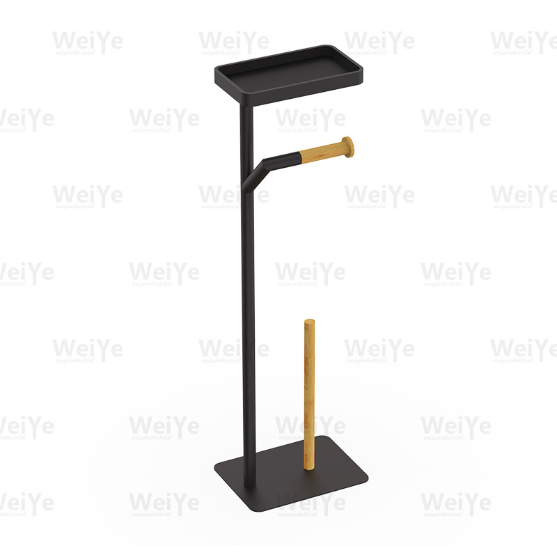 落地马桶刷架E形方铁底落地竹纸巾架配PP托Y架